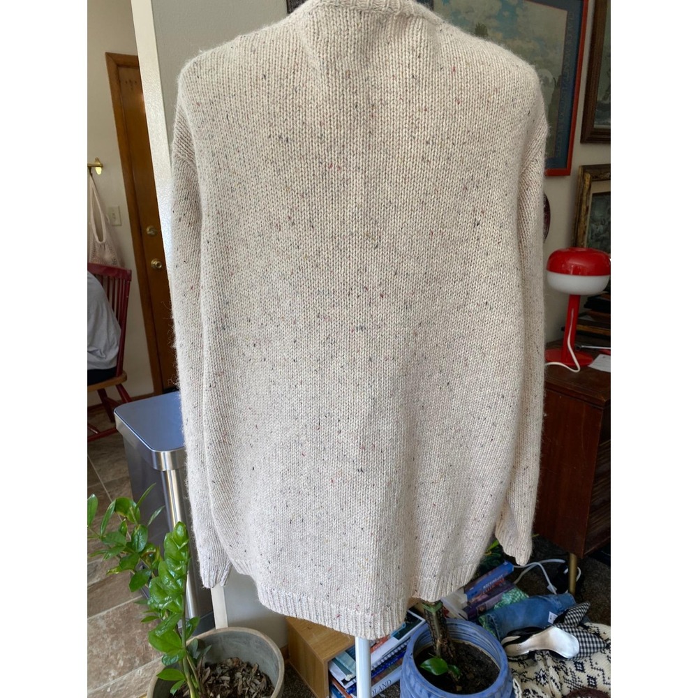 Vintage 1990s Patchwork Embroidered Cream Cardigan Sweater Large Granola Coastal - Picture 7 of 8